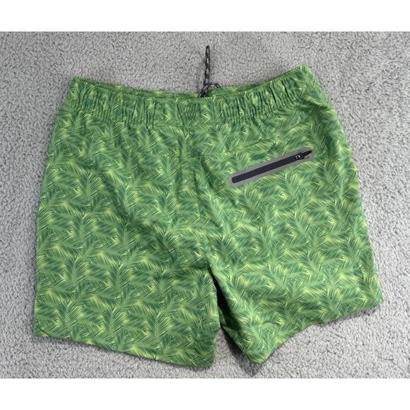 Mack Weldon Trunks Mens Swim Shorts Medium Green Leaf Print Lined Board - Picture 2 of 9